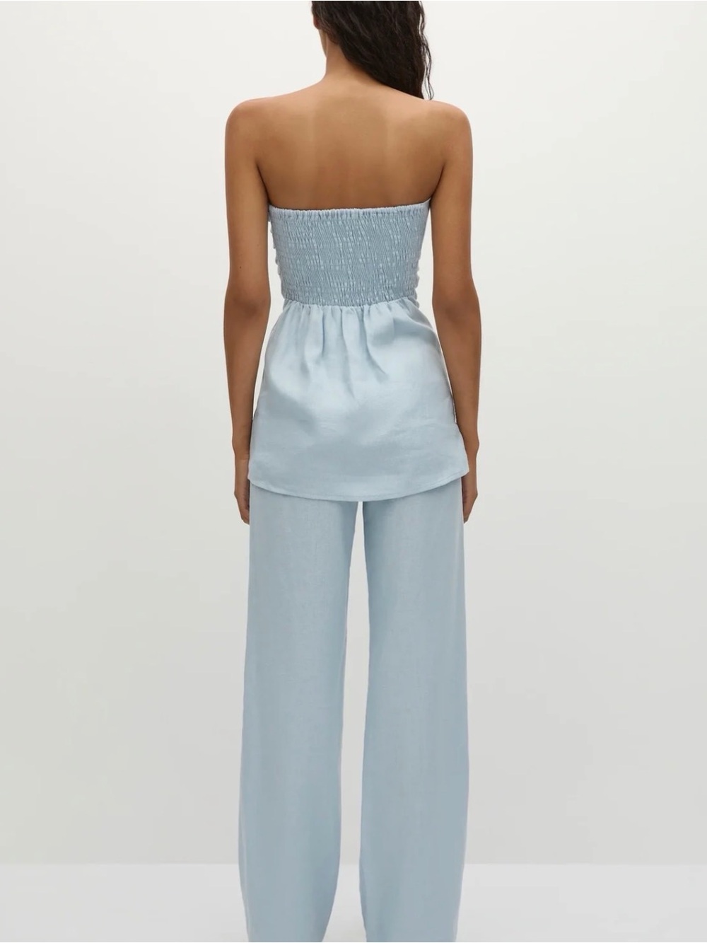 🩵Faithfull the Brand Light Blue Strapless Linen Tunic Tank Top - Picture 7 of 7